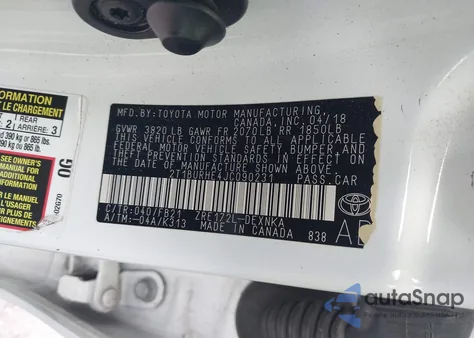 2018 Toyota Corolla Le from USA, damaged, VIN 2T1BURHE4JC090231